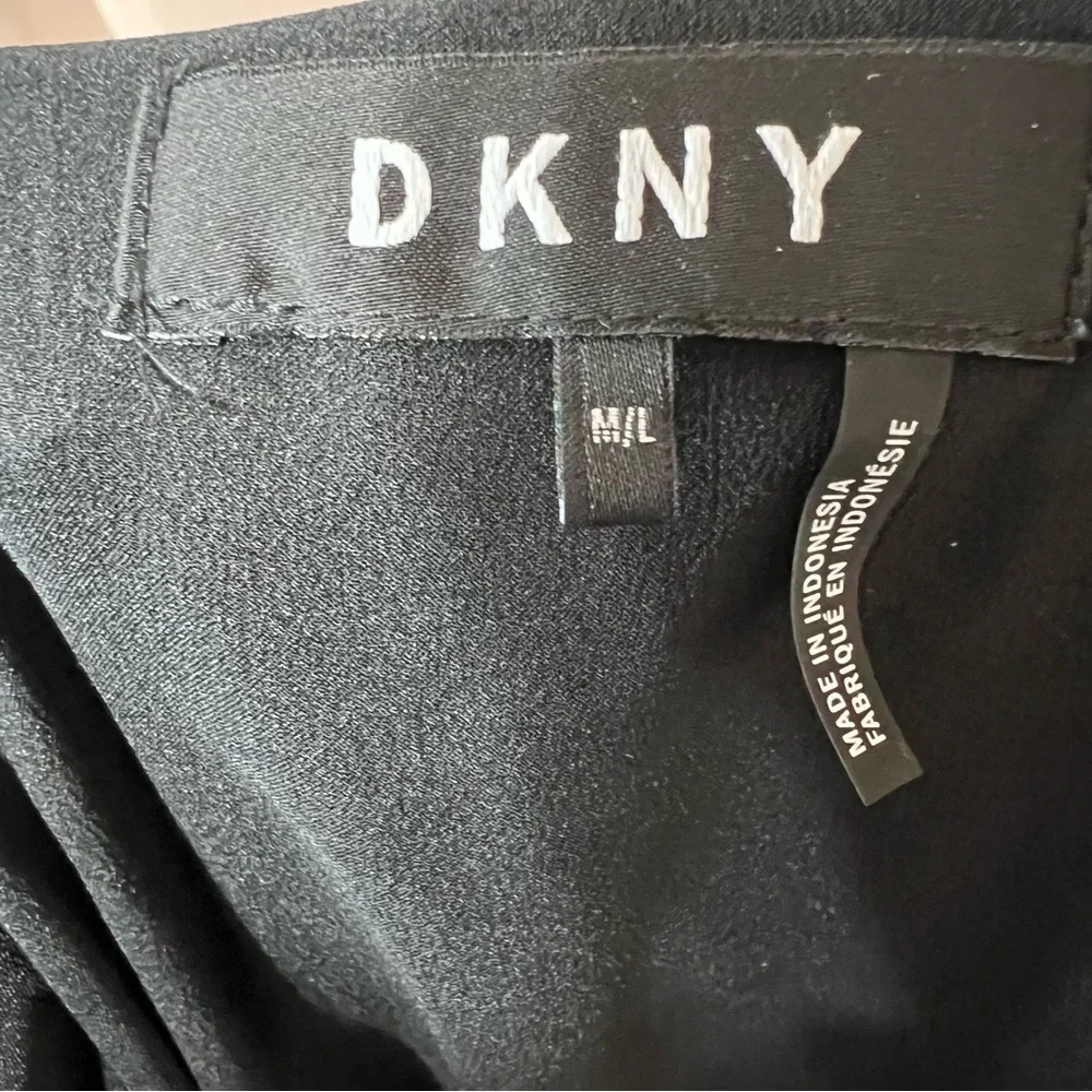 DKNY Donna Karan Logo Open Front Vest Sleeveless Cardigan Career Lagenlook M/L - Picture 8 of 9